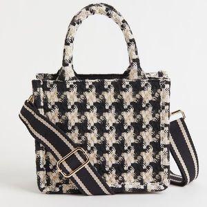 H&M small handbag. Black houndstooth-patterned